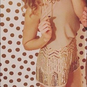 High waist, blush/nude sequin shorts